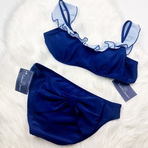 NWT Lauren James Bow Gingham Ruffle Bikini
